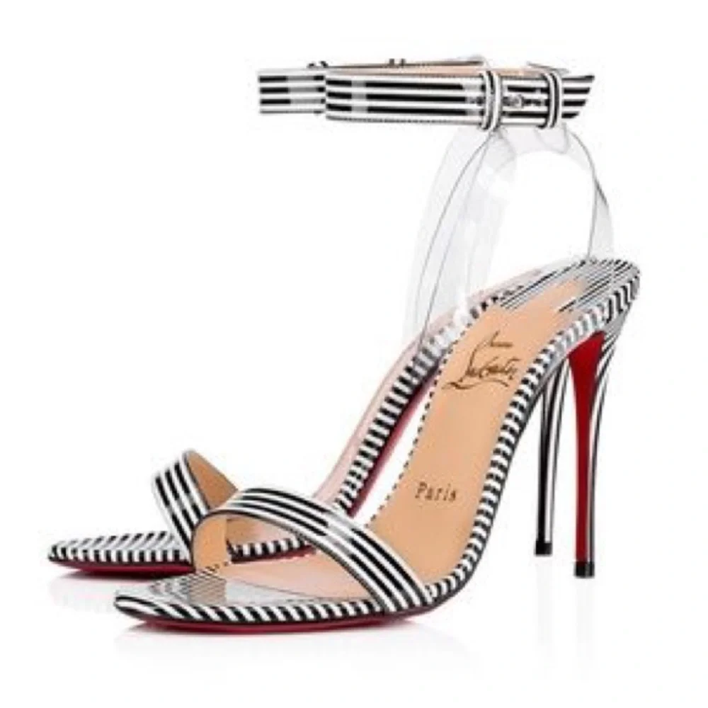 CHRISTIAN LOUBOUTIN Patent PVC Striped Illusion Jonatina 100 Sandals 41 - Picture 5 of 11
